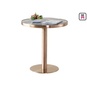 Coffee House / Home Classical Bar Height Pub Table With Gold Stainless Steel Base