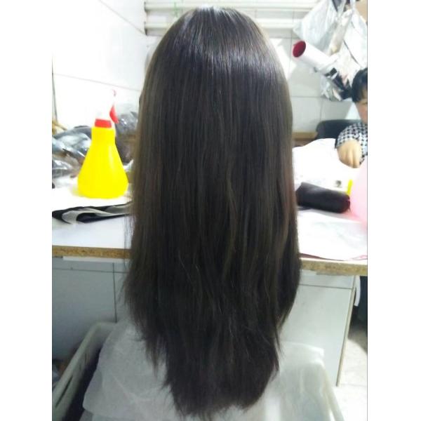 14 Inches European Virgin Hair Jewish Wigs Natural Color Natural Straight Big Layers