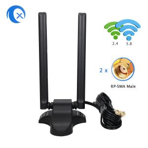 China Dual Band 2.4GHz 5GHz RP-SMA WiFi Antennae With 6.5 Feet Extension Cable For PC Desktop Computer Wireless Bluetooth on sale