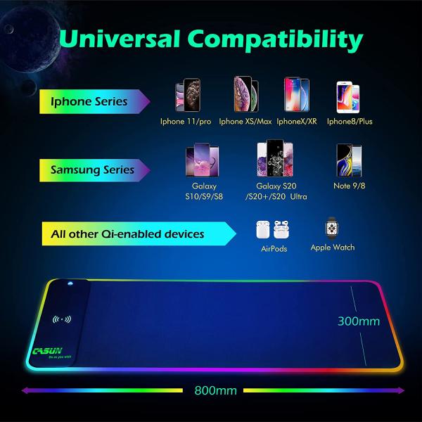 Electric Charger Multifunction Desktop Gaming Computer Custom Logo Waterproof Wireless Charging Mouse Pad 12V/1.25A