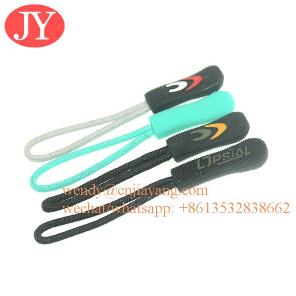 Quality Jiayang zipper pull tab rubber  Silicon string rope customized soft zipper puller for backpack zipper pull tag for bags for sale