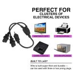 2 Outlets Y Splitter Computer Power Cord with Standard Nema 515P AC Plug and C13