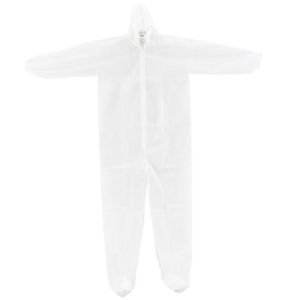 China Polypropylene Disposable Protective Coverall With Hood Boots Elastic Wrists Ankles wholesale