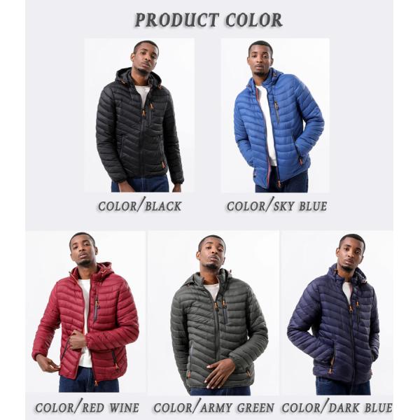 New men's autumn winter down jacket lightweight casual warm long sleeve cotton waterproof windproof coat with a detachable hood