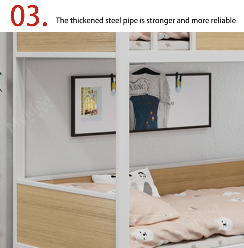 customization Myvidea Apartment Bunk Bed with Thickened Pipes, School Children's Bed, Double-layer Iron Frame Bed