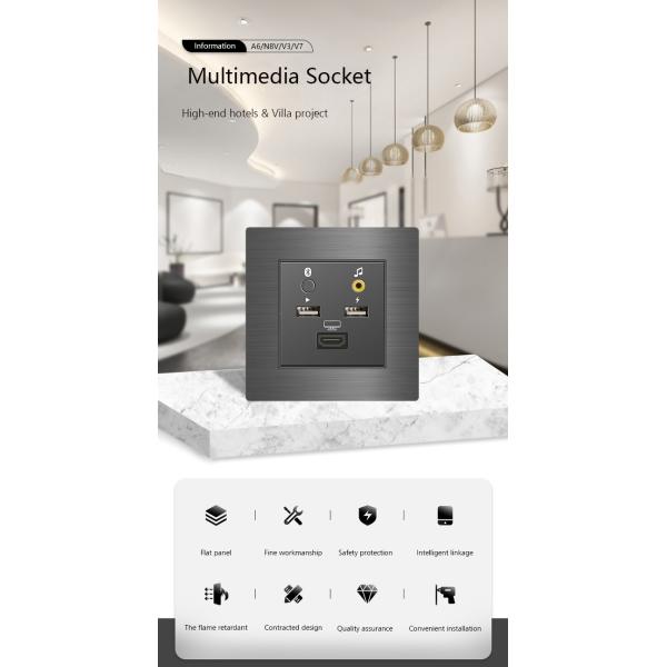 86x86mm Multimedia Socket Outlet Smart Wall Socket With Usb HDMI