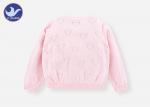 Heart Holes Knitting Girls Pink Cardigan Sweater , Cotton Girls Long Sweater