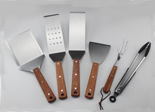 8PCS Teppanyaki Tool Set With Wooden Handle For Picnic Accessories
