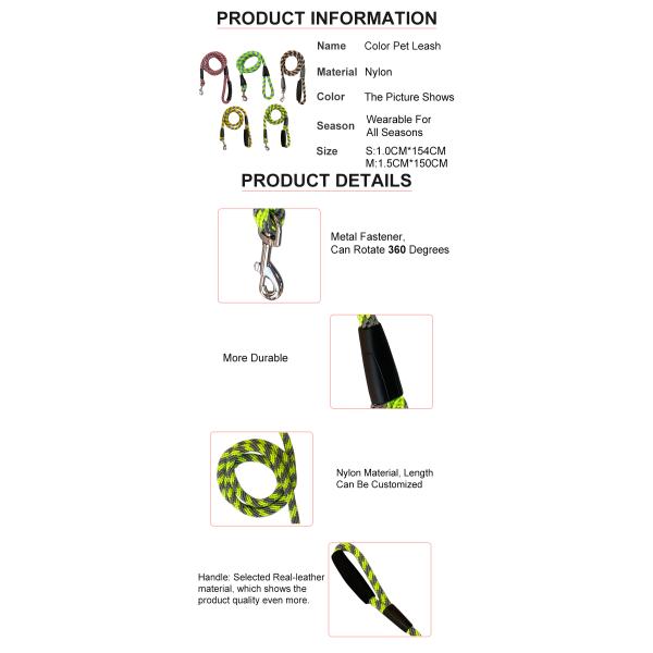 Custom Polyester Pet Traction Rope Metal Clips Double Dog Leash