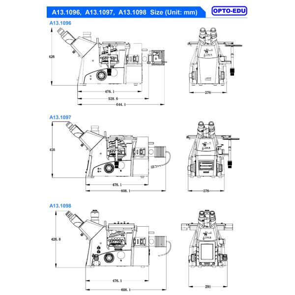 OPTO EDU A13.1097 Inverted Metallurgical Microscope Coded Nosepiece