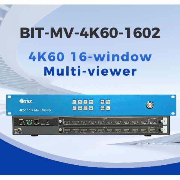 4K60 Multi Viewer with 16 Window Seamless Switching 4X4 Segmentation and Two Screens Display Simultaneously for Video Conferencing