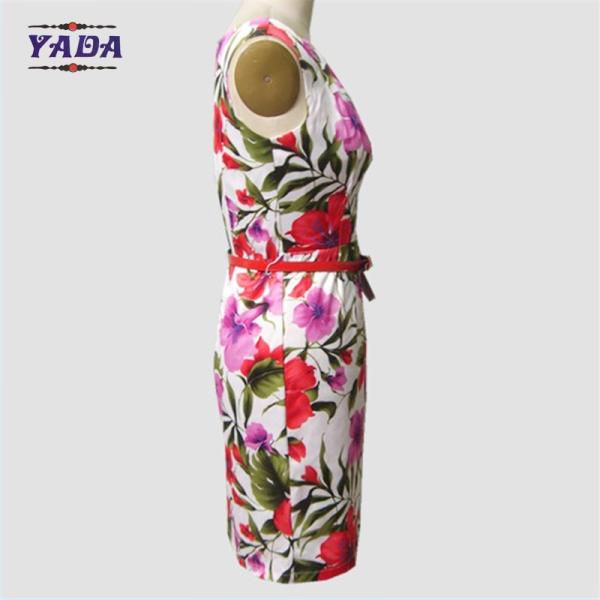 Elegant fashion neck floral printed bodycon shirt dresses classic casual ladies dress names with low price