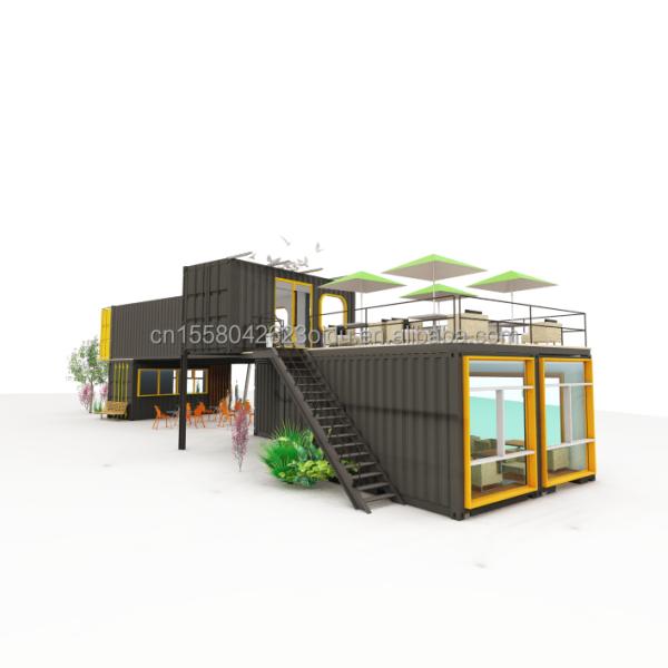 Outdoor Restaurant Cafe Bar Container House 40FT Modern Design with Galvanized Steel Square Tubes