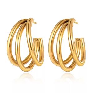 China Round Wire Round C-Shape Women's Geometric Stud Earrings wholesale