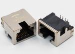 Female Low Profile RJ45 Connector R / A Offset / Overhangs PCB Thru - Hole