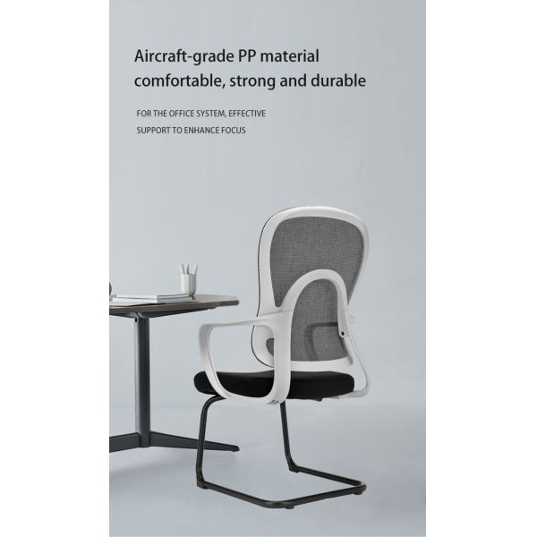 Ergonomic Back Black Coating Metal Base Fixed Armrest Office Visitor Armchair Desk Cheap Mesh Computer Chair