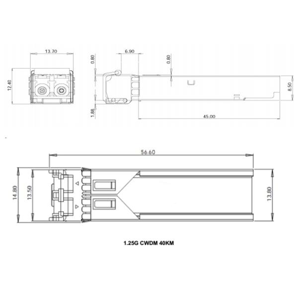 OEM 1.25G CWDM 1270~1610nm 40KM Dual LC CWDM SFP Modules DOM DDM