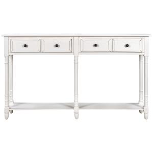 China 42lbs console Home Office Computer Table With Two Storage Drawers And Bottom Shelf wholesale
