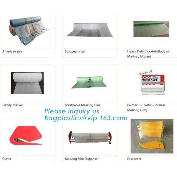 Pre-tapd paint masking film HDPE,Car paint repair masking film with tape, Hot sell masking film with adhesive tape, PAC