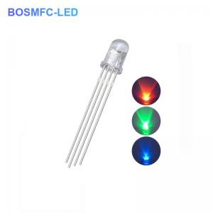 China 4 Pins RGB LED 5mm Through Hole 0.06W , Common Anode Water Clear Lens F5 Tri Color LED on sale