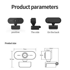 Plastic USB Computer Camera , Black Full HD 1080P USB Webcam
