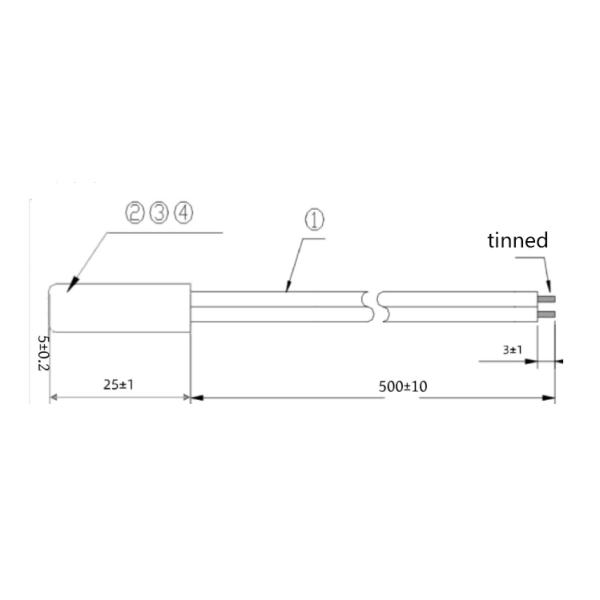 5X25MM Temperature Probe NTC Thermistor Sensor 10K 5K 50K 100K B3950 Wire Length 50CM