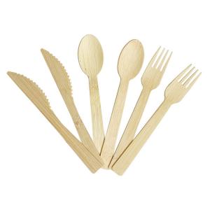 China Disposable Bamboo Cutlery Spoon Fork Knife Toothpick Napkin Sets Individually Wrapped wholesale