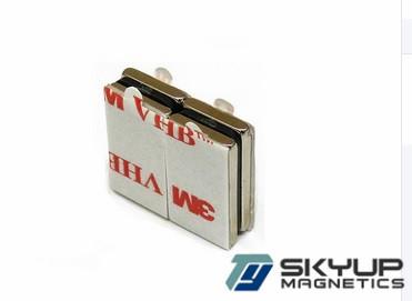 Quality Block magnets with 3M adhensive tape used in Electronics.motors ,generators.produced by professional magnets factory for sale