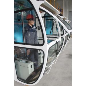 White / Red Overhead Crane Cabin With Adjustable Seat / Joystick