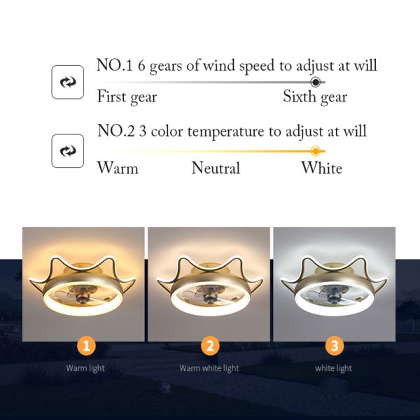 36W Modern Decorative LED Ceiling Fan Lamp Adjustable Wind Speed With Remote Control Sand Gold Indoor Lighting Bedroom