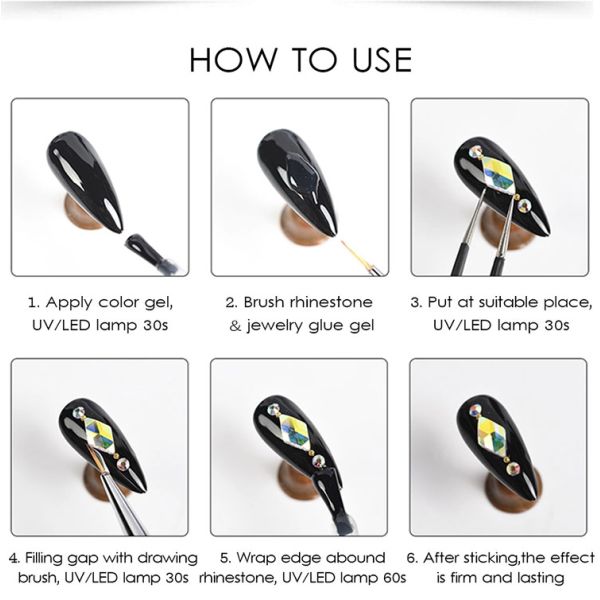 30g Tube Package Private Label Strong Adhesive Nail Rhinestone Glue Gel Polish for Nail Salon DIY Nail Art