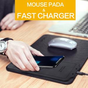 China MOUSE PAD WIRELESS CHARGER 2018 10W 2 int 1 q black fast wireless phone charger large pu mouse pad for mobile phones wholesale
