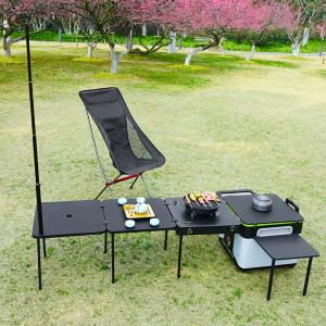 China Outdoor Camping Kitchen Folding Camping Iron Grill Table With Gas Stove wholesale