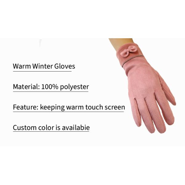 Stylish Pink Polyester Windproof Warm Gloves Outdoor Work