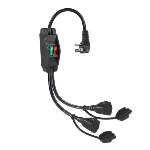 China 15A/125V Flat Plug Inline 1 Main Line 2 Sub Nema 515P 3Pin Y Type Splitter Power Cord With Switch wholesale