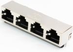 1 * N RJ45 Multiple Port Connectors , Right Angle Tab Up RJ45 Multiport
