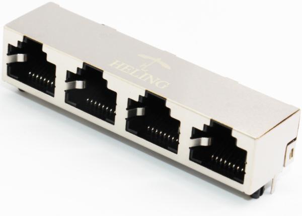 Quality 1 * N RJ45 Multiple Port Connectors , Right Angle Tab Up RJ45 Multiport Connector for sale
