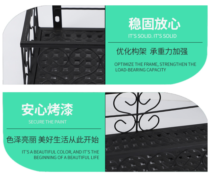 Wrought Iron Hanging Balcony Plant Pots , 30cm Length Balcony Plant Pot Holders