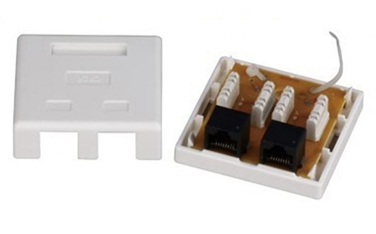 China Cat6 dual double 2 port Jack unshielded white Surface Mount Box wholesale