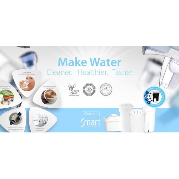 Blue Round Water Filter Bottle With Carbon Block Filter , FDA Certificate