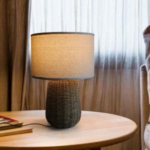 Sustainable Rattan Table Lamp , Durable Rattan Bedside Light Switch Control