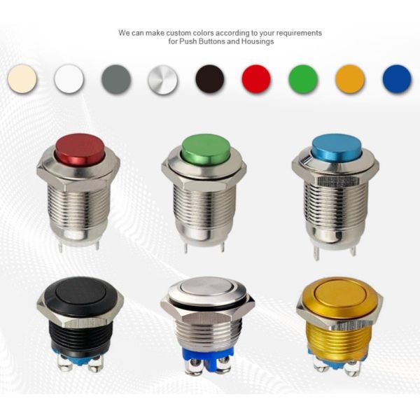 250V Illuminated Latching Push Button Switch / 8mm Metal Push Button Switch