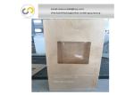 Roll feeding square bottom bread paper bag making machine with PP window, pp