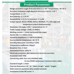 Customizable UBTA-PLY RS485 Dual Axis Inclinometer Analog Angle Measurement