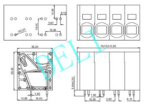 China 14-2AWG PCB Connector , Pitch Spring Clamp Right Angle Terminal Block DL205-XX-15.0 on sale