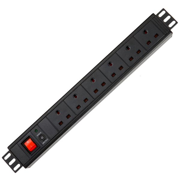 6 Way UK Type PDU Extension Socket With On/Off Switch, Surge