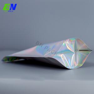 China Custom Logo Printed Mylar Clear / Holographic Foil Aluminum Resealable Stand Up Bags on sale