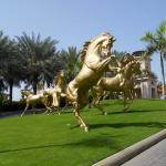 China Decorative giant copper golden fat horse statue, bronze horse statue for sale