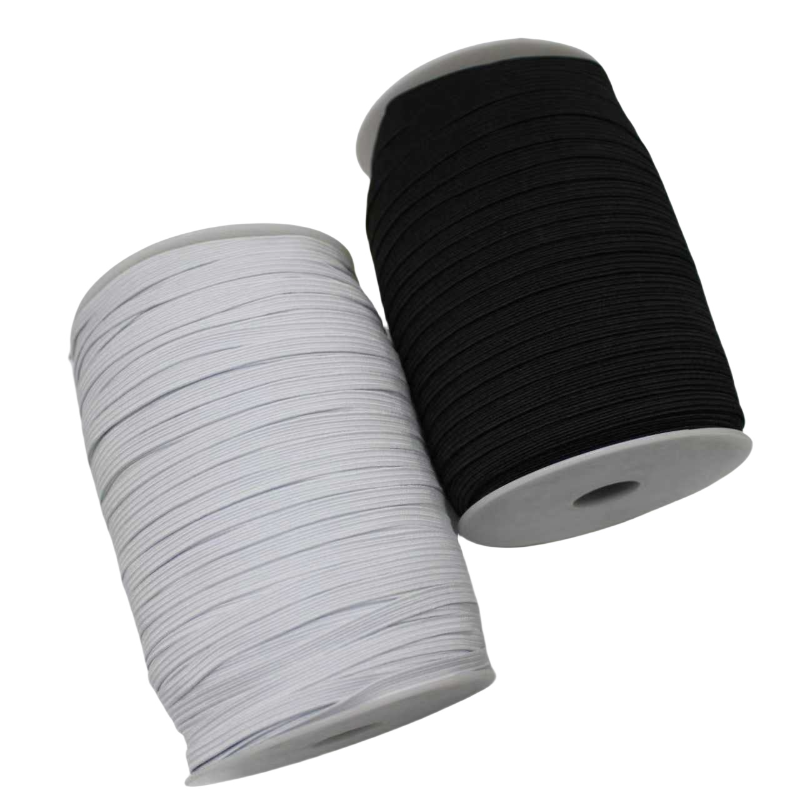 Polyester Braided Elastic Black White Color Eco Friendly Rubber Band For Notebooks