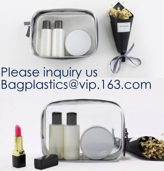 TSA Air Travel Toiletry Bag Set with Zipper Vinyl PVC Make-up Pouch Handle Straps for Women Men, Roybens Waterproof Pack